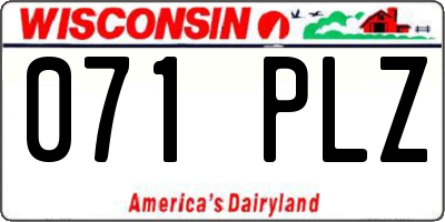 WI license plate 071PLZ
