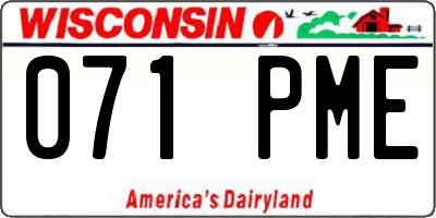 WI license plate 071PME