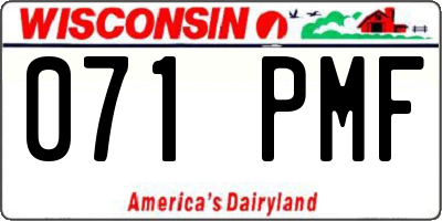 WI license plate 071PMF