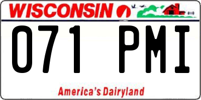 WI license plate 071PMI