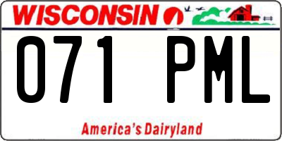 WI license plate 071PML