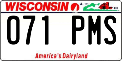 WI license plate 071PMS