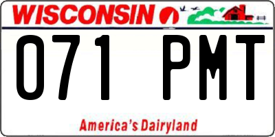 WI license plate 071PMT