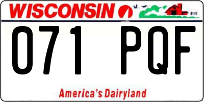 WI license plate 071PQF