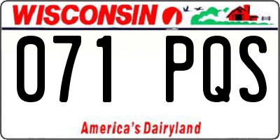 WI license plate 071PQS
