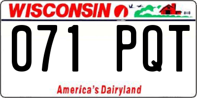 WI license plate 071PQT