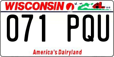 WI license plate 071PQU