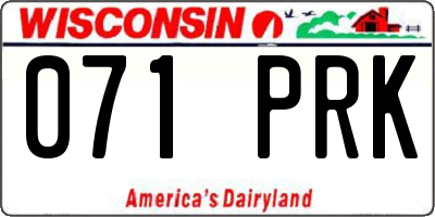 WI license plate 071PRK