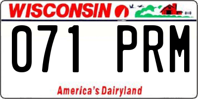 WI license plate 071PRM