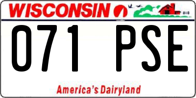 WI license plate 071PSE
