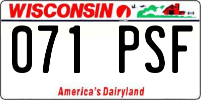 WI license plate 071PSF