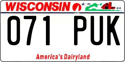 WI license plate 071PUK