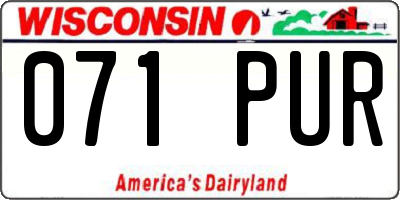 WI license plate 071PUR