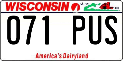 WI license plate 071PUS