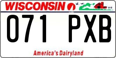 WI license plate 071PXB