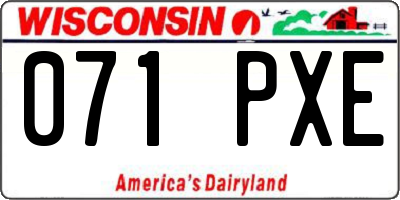 WI license plate 071PXE