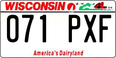 WI license plate 071PXF