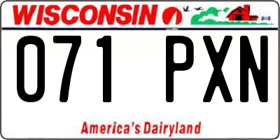 WI license plate 071PXN