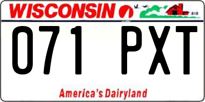 WI license plate 071PXT