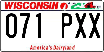 WI license plate 071PXX