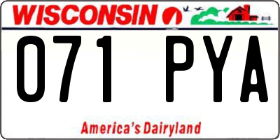 WI license plate 071PYA
