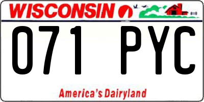 WI license plate 071PYC