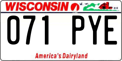 WI license plate 071PYE