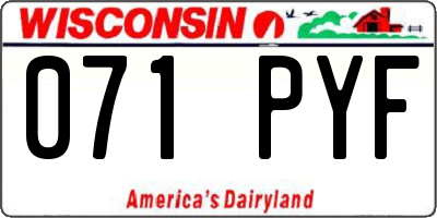 WI license plate 071PYF
