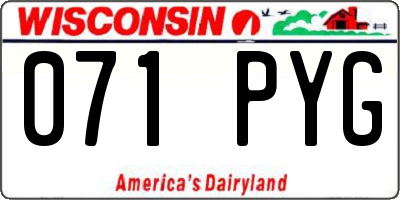 WI license plate 071PYG