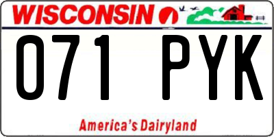 WI license plate 071PYK