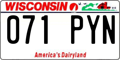 WI license plate 071PYN