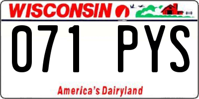 WI license plate 071PYS