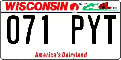 WI license plate 071PYT