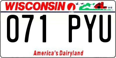 WI license plate 071PYU