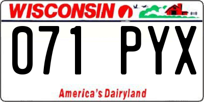 WI license plate 071PYX