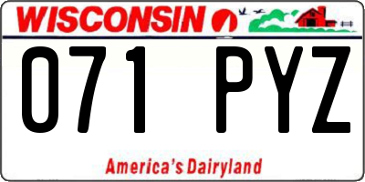 WI license plate 071PYZ