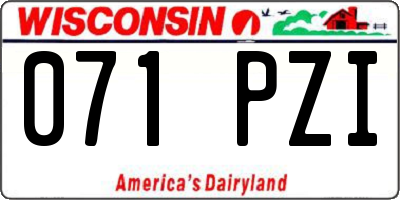 WI license plate 071PZI