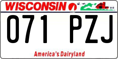 WI license plate 071PZJ