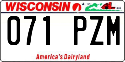 WI license plate 071PZM