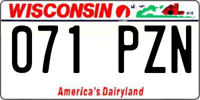 WI license plate 071PZN