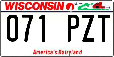 WI license plate 071PZT