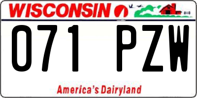 WI license plate 071PZW