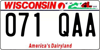 WI license plate 071QAA