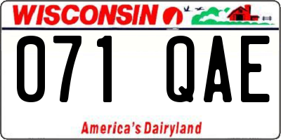 WI license plate 071QAE