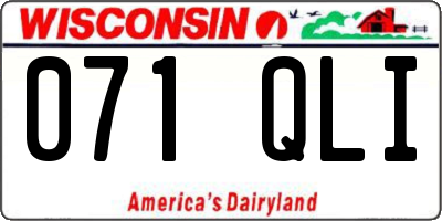 WI license plate 071QLI