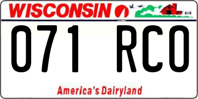 WI license plate 071RCO