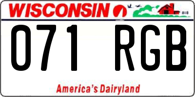 WI license plate 071RGB