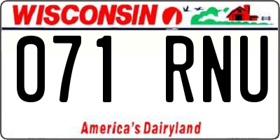 WI license plate 071RNU