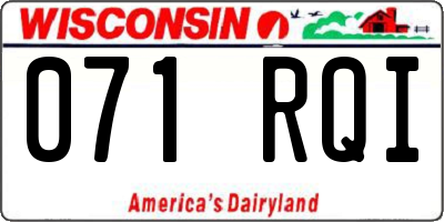 WI license plate 071RQI