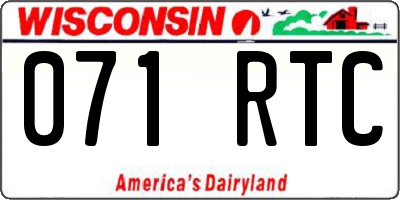 WI license plate 071RTC